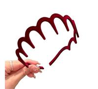 FJOADNVM Bandana Donna Flocking Plastic Teeth Headbands Winter Wavy Headband With Big Combs Non-slip Hair Bands For Women Accessories(Red(1pcs))