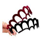 FJOADNVM Bandana Donna Flocking Plastic Teeth Headbands Winter Wavy Headband With Big Combs Non-slip Hair Bands For Women Accessories(Red Black(2pcs))