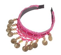 FJOADNVM Bandana Donna Retro Belly Dance Headband With Red Sequin Coin Fringe, Decorative Headpiece For Performances(Rose Red)