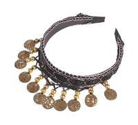 FJOADNVM Bandana Donna Retro Belly Dance Headband With Red Sequin Coin Fringe, Decorative Headpiece For Performances(Black)