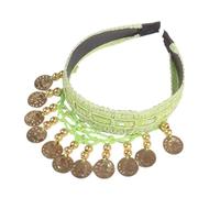 FJOADNVM Bandana Donna Retro Belly Dance Headband With Red Sequin Coin Fringe, Decorative Headpiece For Performances(Green)