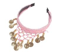 FJOADNVM Bandana Donna Retro Belly Dance Headband With Red Sequin Coin Fringe, Decorative Headpiece For Performances(Pink)