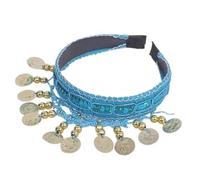 FJOADNVM Bandana Donna Retro Belly Dance Headband With Red Sequin Coin Fringe, Decorative Headpiece For Performances(Blue)