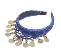 FJOADNVM Bandana Donna Retro Belly Dance Headband With Red Sequin Coin Fringe, Decorative Headpiece For Performances(Dark Blue)