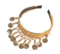FJOADNVM Bandana Donna Retro Belly Dance Headband With Red Sequin Coin Fringe, Decorative Headpiece For Performances(Gold)