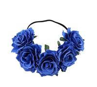 FJOADNVM Bandana Donna Rose Flower Headband Floral Crown Headpiece For Women Red Artificial Hair Wreath For Wedding Festival(Blue)