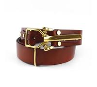 FJOADNVM Cintura Donna Pelle 1 pz 3,8 * 110-125 cm Cintura in pelle fatta a mano fai da te con fibbia ad ardiglione in ottone(S (Waist 67-74cm),Red-brown)