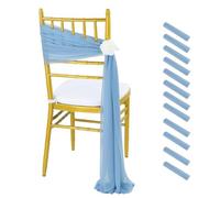 FJOADNVM Fasce per Sedie per Matrimoni Set of 10 Like Chiffon Chair Sashes Wedding Decoration for Aisle Decorations Party Banquet Event Baby Shower，17x250cm Long(Light Sky)