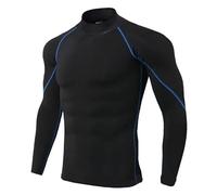 FJOADNVM Maglia Termica da Ciclismo Maglia Termica Elastica da Uomo, Canottiere a Compressione(Black Blue Line,4XL)