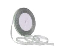 FJOADNVM Nastro Regalo 100 Metri 6 mm Argento Oro Glitter Nastro di Raso Seta Festa casa Decorazione Nozze confezionamento Natale Halloween Materiale Fai da Te(Green Silver)