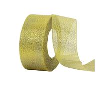 FJOADNVM Nastro Regalo 22 Metri/Rotolo 6/10/15/20/25/40/50 mm Nastro Glitterato Oro Argento Decorazione for Torta Nuziale Forniture Artigianali Organza Fai da Te(Gold,15mm)