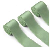 FJOADNVM Nastro Regalo 3 Rotoli/Set da 4 cm di Nastro Raso con Bordo sfilacciato, Fatto a Mano, Liscio e Morbido, for inviti Nozze, Bouquet, Feste Compleanno, Decorazioni Fai Te(Set Light Green)