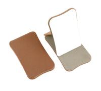 FJOADNVM Specchietto Trucco 2 PC DIY Rectangular Folding Stainless Steel Makeup Mirror Ideal For Moms, Aunt(Brown)