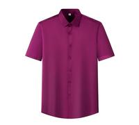 FJOADNVM T-Shirt da Uomo in Tinta Unita Men's Short Sleeve Shirt Summer Style Ice Silk Feeling Large Size No Iron Business And Leisure(Color-3,3XL)