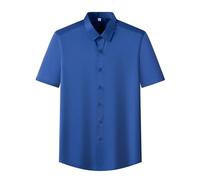 FJOADNVM T-Shirt da Uomo in Tinta Unita Men's Short Sleeve Shirt Summer Style Ice Silk Feeling Large Size No Iron Business And Leisure(Color-1,S)