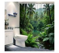 FJOADNVM Tenda Impermeabile River Scene Waterproof Shower Curtain For Bathroom Decor, Bringing The Outdoors Inside With Lush Greenery Bagno(W200XH180cm)
