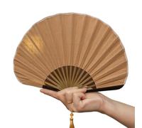FJOADNVM Ventaglio Pieghevole Mini ventaglio Pieghevole Creativo retrò in Cotone e Lino, da Donna, in Tinta Unita(Khaki)