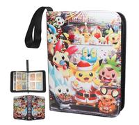 Fjordiony Raccoglitore Carte Pokemon, 50 Pagine 400 Tasche Album Porta Carte PU Impermeabile con Cerniera, Caricaturale Card Binder Collezionabili Regalo per Bambini Natale Compleanno