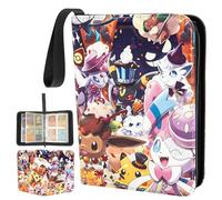 Fjordiony Raccoglitore Carte Pokemon, 50 Pagine 400 Tasche Album Porta Carte PU Impermeabile con Cerniera, Caricaturale Card Binder Collezionabili Regalo per Bambini Natale Compleanno tip2