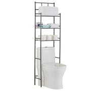 FJORNEL Mobile Sopra WC, Salvaspazio, 3 Ripiani Scaffale Sopra wc, Indipendente Mensola per Servizio Igienico, Mensola portaoggetti da Bagno, Grande Capacità, 46 x 26 x 168 cm, Nero