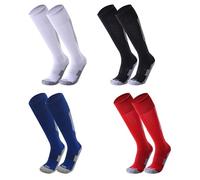 Fjquamitix 4 paia di calzini da calcio per bambini, altezza al ginocchio, traspiranti, antiscivolo, per rugby, calcio, calzini sportivi per ragazzi 9-12 anni (quattro colori)