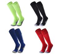 Fjquamitix 4 paia di calzini da calcio per bambini, altezza al ginocchio, traspiranti, antiscivolo, per rugby, calcio, 9-12 anni (IT, età, 9 anni, 12 anni, regolari, 4 colori verde)