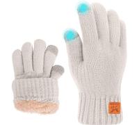 Fjquamitix Guanti invernali per bambini, morbidi e caldi, in maglia, guanti termici per touch screen, con fodera in pile, per bambini dai 5 ai 12 anni, per attività all'aperto, sci, ciclismo, calcio