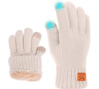 Fjquamitix Guanti invernali per bambini, morbidi e caldi, in maglia, guanti termici per touch screen, con fodera in pile, per bambini dai 5 ai 12 anni, per attività all'aperto, sci, ciclismo, calcio