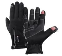 Fjquamitix Guanti termici invernali impermeabili con copridita, foderati in pile nero, touchscreen, guanti da pesca senza dita, per uomo e donna, con cerniera, adatti per guida, moto, escursionismo