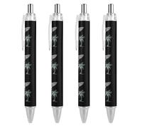 FJQWKLF Astronave aliena e palme da cocco Penne a sfera carine per donne e uomini Penna a sfera retrattile da 0,5 mm per lavorare 4 pezzi