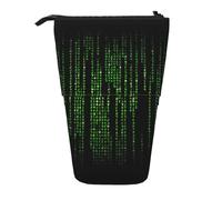 FJQWKLF Astuccio per matite con stampa binaria con numeri verdi, astuccio per penne pop-up, astuccio per matite telescopico portapenne per cancelleria, astuccio per trucco