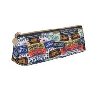FJQWKLF Astuccio per penne in pelle con motivo formula bandiere a scacchi bianco e nero Astuccio per matite triangolare Astuccio per matite Organizer per ufficio College School Adult Teen Girl Boy