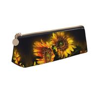 FJQWKLF Astuccio per penne in pelle con motivo formula bandiere a scacchi bianco e nero Astuccio per matite triangolare Astuccio per matite Organizer per ufficio College School Adult Teen Girl Boy