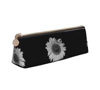 FJQWKLF Astuccio per penne in pelle con stampa in bianco e nero Astuccio per matite triangolare Astuccio per matite Organizer per ufficio College School Adult Teen Girl Boy
