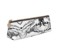 FJQWKLF Astuccio per penne in pelle con stampa in bianco e nero Astuccio per matite triangolare Astuccio per matite Organizer per ufficio College School Adult Teen Girl Boy