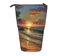 FJQWKLF bellissimo tramonto sulla spiaggia Stampa Matita Custodia telescopica Borsa multifunzionale per riporre articoli di cancelleria Scatola per ufficio
