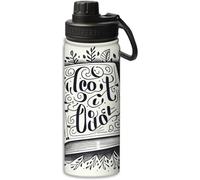 FJQWKLF Borraccia sportiva con design a libro e fiori in bianco e nero da 18 oz, a prova di perdite, in acciaio inossidabile con isolamento sotto vuoto, doppia parete, tazza termica, bianco e nero