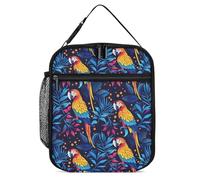 FJQWKLF Borsa per il pranzo con albero tropicale con uccelli pappagalli Borsa per il pranzo isolata Borsa per il pranzo riutilizzabile per l'ufficio, il lavoro, la spiaggia o il viaggio