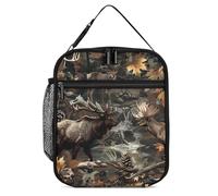 FJQWKLF Borsa per il pranzo con orso mimetico da caccia al cervo Borsa per il pranzo isolata Borsa per il pranzo riutilizzabile Borsa termica per il pranzo per ufficio, lavoro, spiaggia o viaggio