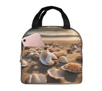 FJQWKLF Borsa per il pranzo riutilizzabile con paesaggio di conchiglie sulla spiaggia, contenitore per alimenti isolato, perfetto per il lavoro e le attività all'aperto.