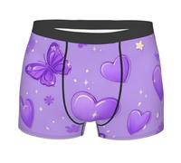 FJQWKLF Boxer da Uomo con Cuori Viola, Farfalle e Stampa Floreale, Elasticizzati, Traspiranti, Ideali Come Regalo Divertente per Uomini e Ragazzi, Taglia XL.