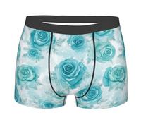 FJQWKLF Boxer da Uomo con Rose turchesi e Fiocchi di Neve, Elasticizzati, Traspiranti, Ideali Come Regalo Divertente per Uomini e Ragazzi, Taglia XL.