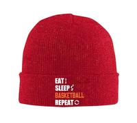 FJQWKLF Cappello Invernale Caldo con Risvolto, Berretto Lavorato a Maglia Eat Sleep Basketball Repeat, per Uomo e Donna