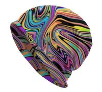 FJQWKLF Cappello Lavorato a Maglia con Linee Arcobaleno astratte per Uomo e Donna, Elastico, Leggero, Comodo, Berretto per chemioterapia Contro Il Cancro, Cappello da Sci - Slouchy Hip Hop per Adulti
