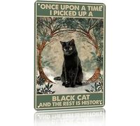 FJQWKLF C'era una volta che ho preso un gatto nero e il resto è storia Vintage Art Metal Tin Sign Wall Art Decor per soggiorno Coffee Bar Signs Home Decor Gift 12x16 pollici