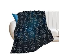 FJQWKLF Coperta in pile di flanella con croce Leviatano e pentagramma occulto, morbida e accogliente, per divano, camera da letto