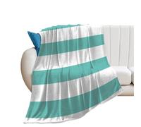 FJQWKLF Coperta morbida e accogliente, moderna coperta lavabile a righe bianche e verdi per divano letto ufficio, coperte calde e morbide per tutte le stagioni 60" x 80"