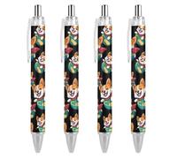 FJQWKLF Corgi Dog Earth Warrior Penna a sfera retrattile con inchiostro blu, punta fine da 0,5 mm, per ufficio, 4 pezzi