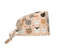 FJQWKLF Cuffie chirurgiche da Donna e Uomo - Cuffie da Lavoro morbide, comode, Regolabili, con Stampa Colorata e Motivo a Gatto, Cuffie chirurgiche per Donna e Uomo con Fascia antisudore