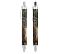FJQWKLF Elk Moose in The s Penna a sfera retrattile con inchiostro blu 0,5 mm Penna a punta fine per scrittura Forniture per ufficio 2 pezzi